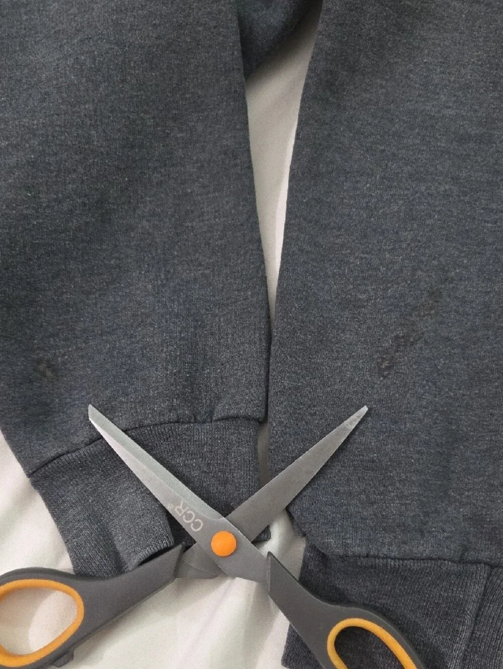 CHAMPION, Charcoal Gray Hooded Sweatshirt with White Lettering